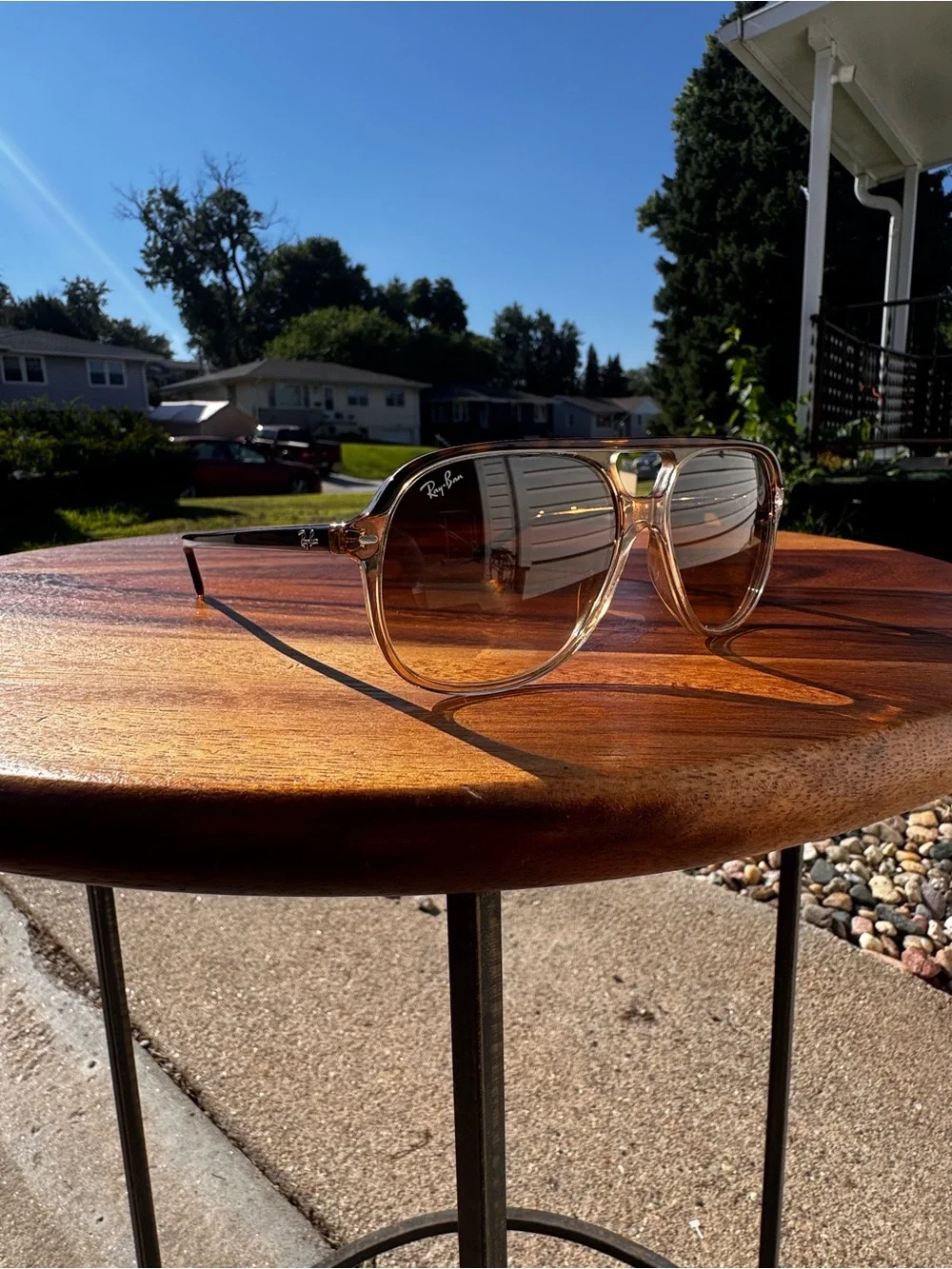 Ray-Ban RB 2198 BILL Clear Amber Frame Sunglasses with Brown Gradient Lenses